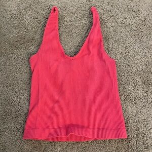 Women's Ribbed Pink Tank Top